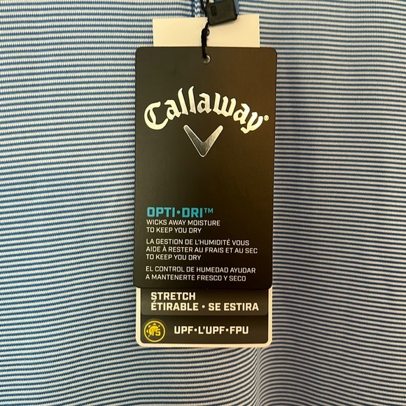 Callaway Blue Striped Golf Polo Shirt with Embroidered Logo XL - Picture 6 of 8